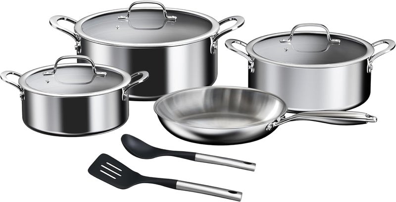 Prestige Tri Ply Stainless Steel 9 Pcs Cooking Set | Induction + All Hob Suitable | Pots and Pans Set - Image 1